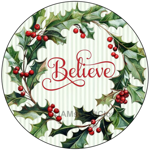 ROUND Digital Graphic Design  Merry Christmas Holly Berries Yellow Background - CHRISTMAS DESIGN PNG-JPEG-PDF-SVG-Decoupage-Sublimation Design Graphic Country Farmhouse Home Decor HOLIDAY Decor Gift Crafters Delight - JAMsCraftCloset
