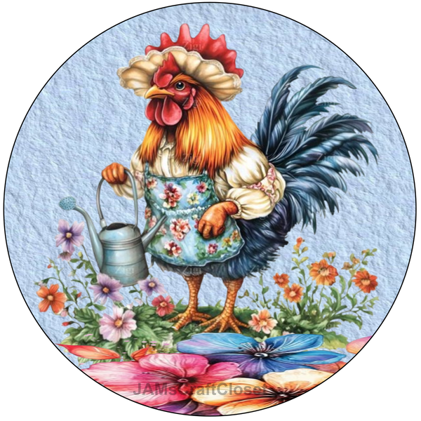 ROUND Digital Graphic Design HEN WITH WATERING CAN Wedding Gift First Home Sublimation PNG SVG Country Farmhouse Home Decor Wall Art Kitchen or Coffee Bar Decor Gift Crafters Delight - JAMsCraftCloset