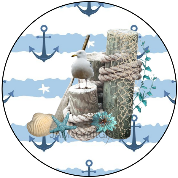 ROUND Digital Graphic Design NAUTICAL POST BIRD ROPE SHELLS Sublimation PNG SVG BOAT DECOR Home Decor Wall Art Decor Gift Crafters Delight - JAMsCraftCloset