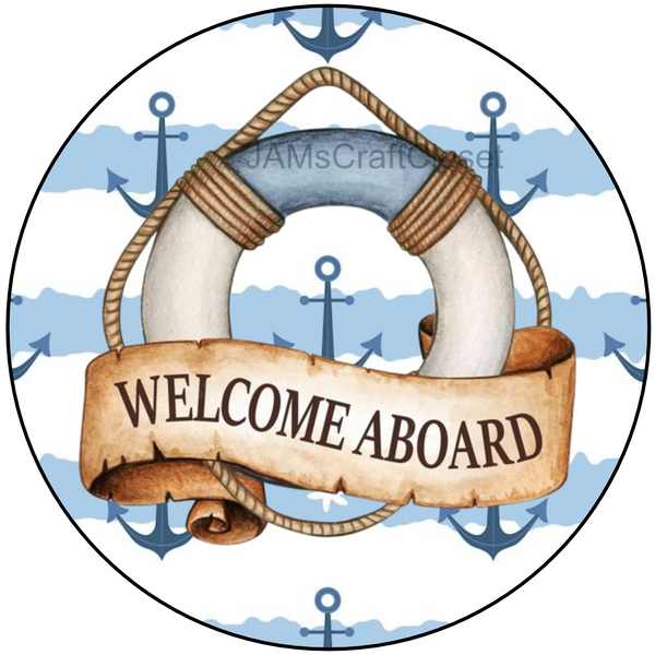 ROUND Digital Graphic Design NAUTICAL WELCOME ABOARD Sublimation PNG SVG BOAT DECOR Home Decor Wall Art Decor Gift Crafters Delight - JAMsCraftCloset