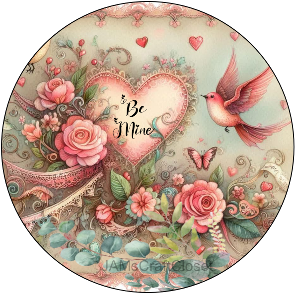 ROUND Digital Graphic Design BE MINE - HEART and BIRD Wedding Gift First Home Sublimation PNG SVG Country Farmhouse Home Decor LOVE Sign Wall Art Decor Wreath Design Valentine Gift Crafters Delight - JAMsCraftCloset