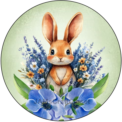 ROUND Digital Graphic Design BLUE BUNNY FLORAL Wedding Gift First Home Sublimation PNG SVG Country Farmhouse Home Decor Wall Art Decor Gift Crafters Delight - JAMsCraftCloset