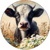 ROUND Digital Graphic Design COW WITH DAISIES Floral Wedding Gift First Home Sublimation Decoupage PNG SVG Country Farmhouse Home Kitchen Decor Wall Art Shelf Sitter Gift Crafters Delight - JAMsCraftCloset