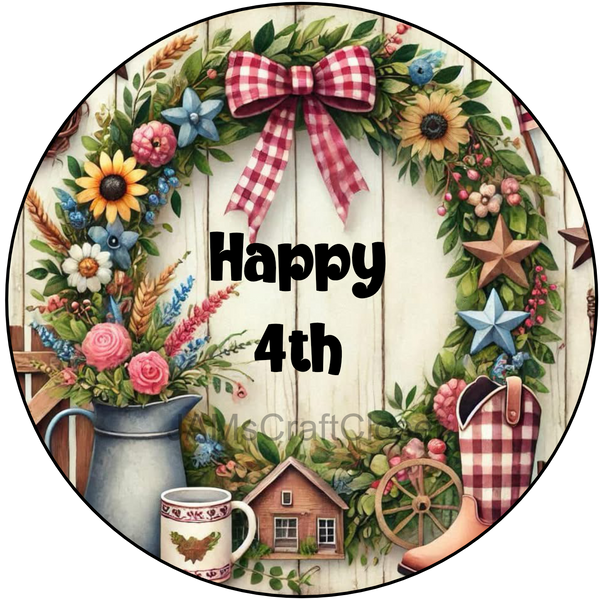 ROUND Digital Graphic Design HAPPY 4TH First Home Patriotic Sublimation PNG SVG Country Farmhouse Home Decor Holiday Wall Art Decor Gift Crafters Delight - JAMsCraftCloset