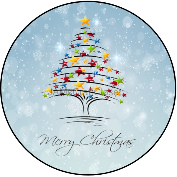 ROUND Digital Graphic Design MERRY CHRISTMAS STAR TREE Wedding Gift First Home Holid Decor  Sublimation PNG SVG Country Farmhouse Home Decor Sign Wall Art Decor Wreath Design Gift Crafters Delight - JAMsCraftCloset