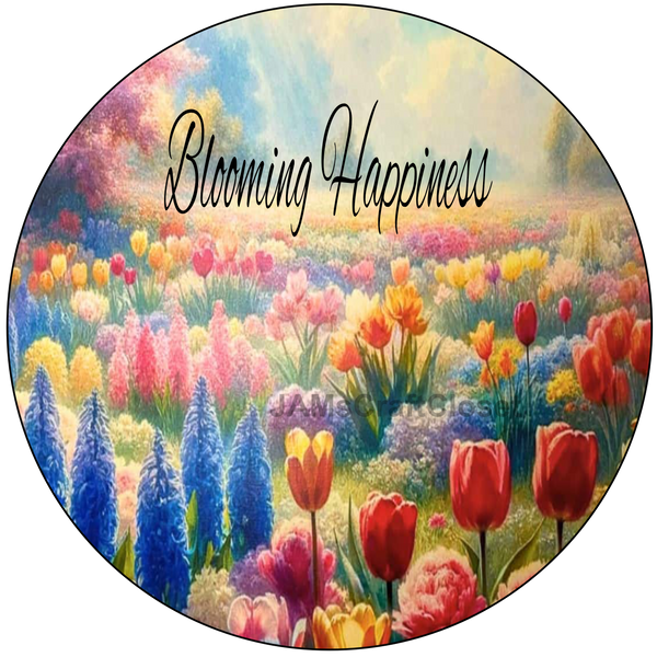 ROUND Digital Graphic Design BLOOMING HAPPINESS - TULIPS Wedding Gift First Home Sublimation PNG SVG Country Farmhouse Home Decor Wall Art Gift Crafters Delight - JAMsCraftCloset