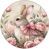ROUND Digital Graphic Design EASTER BUNNY PINK BOW Sublimation PNG SVG Country Farmhouse Home Decor Sign Holiday Decor Wall Art Decor Wreath Design Gift Crafters Delight - JAMsCraftCloset