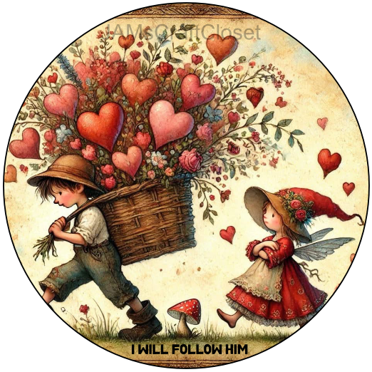 ROUND Digital Graphic Design I WILL FOLLOW HIM Wedding Gift First Home Sublimation PNG SVG Country Farmhouse Home Decor Sign Wall Art Decor Wreath Design Gift Crafters Delight - JAMsCraftCloset