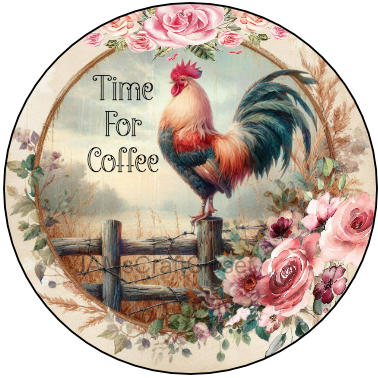 ROUND Digital Graphic Design TIME FOR COFFEE Coffee Bar Kitchen Theme Sublimation PNG SVG Country Farmhouse Home Decor Sign Wall Art Decor Wreath Design Gift Crafters Delight - JAMsCraftCloset