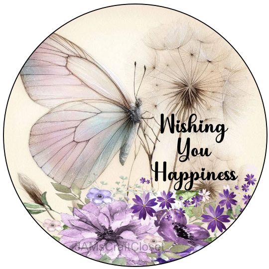 ROUND Digital Graphic Design WISHING YOU HAPPINESS Wedding Gift First Home Sublimation PNG SVG Country Farmhouse Home Decor Sign Wall Art Decor Wreath Design Gift Crafters Delight - JAMsCraftCloset
