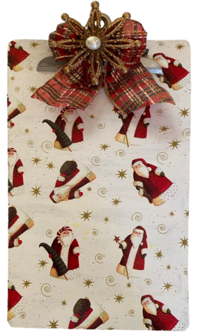 Clipboard Legal Size Vintage Upcycled Handcrafted Christmas Design CHRISTMAS SANTA HOLDING TREE Design Gift Idea Unique for Teacher, Secretary, or Student - JAMsCraftCloset