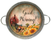 Galvanized Metal Round TRAY Farmhouse Country Coffee Bar Wall Art GOOD MORNING Handmade Gift Idea  - JAMsCraftCloset