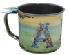 SMALL Tin Cup Decoupaged With Child's Graphic OCEAN 2 With Bow on Handle Gift for Child Nursery Decor Child's Room Decor- JAMsCraftCloset