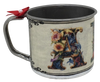 SMALL Tin Cup Decoupaged With Child's Graphic FLORAL With Bow on Handle Gift for Child Nursery Decor Child's Room Decor- JAMsCraftCloset
