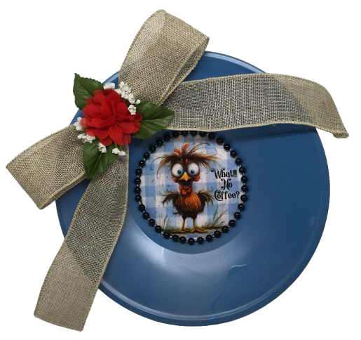 Wok Pan Blue WHAT! NO COFFEE? Farmhouse Country Coffee Bar Wall Art Handmade Hand Painted Repurposed Upcycled Gift Idea Crafters Delight - JAMsCraftCloset