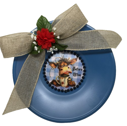 Wok Pan Blue BEFORE COFFEE Farmhouse Country Coffee Bar Wall Art Handmade Hand Painted Repurposed Upcycled Gift Idea Crafters Delight - JAMsCraftCloset