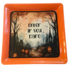 TRAY Orange Plastic Square Decoupaged Hand Painted Upcycled Repurposed Wall Art ENTER IF YOU DARE Home Decor Halloween Decor Wall Art Gift - JAMsCraftCloset