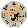 Round Glass Plate Reverse Decoupaged Halloween Holiday IF THE SHOE FITS Farmhouse Country Shelf Sitter Handmade Gift Idea  - JAMsCraftCloset