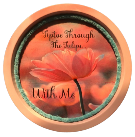 Metal Round PINK TRAY Farmhouse Country Tulip Design Wall Art TIPTOE THROUGH THE TULIPS WITH ME Cottage Chic Victorian Decor Handmade Engagement Gift Idea  - JAMsCraftCloset