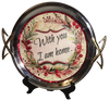 TRAY SILVER METAL With GOLD Handles Mid-Century Modern ROUND Decoupaged Hand Painted Upcycled Repurposed Wall Art or Shelf Sitter WITH YOU I AM HOME Home Decor Gift - JAMsCraftCloset