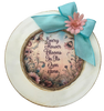 PLATE CHARGER CREAM With Brown Border PLASTIC ROUND DECOUPAGED Upcycled Repurposed Wall Art or Shelf Sitter EVERY FLOWER BLOOMS IN ITS OWN TIME Home Decor Gift WEDDING - JAMsCraftCloset