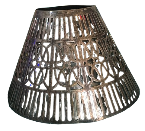 Antique Gorham Co. Pierced Silver Plate Lamp Shade Very Ornate Art Nouveau Metal Candle Topper Collectible Gift Idea - JAMsCraftCloset