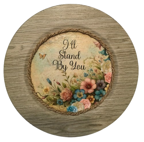 Plastic Light Brown Wood Grain CHARGER PLATE Farmhouse Country Wall Art I'LL STAND BY YOU Handmade Valentine's Day Gift Idea - JAMsCraftCloset