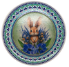 PLATE PLASTIC ROUND Decoupaged Hand Painted Upcycled Repurposed Wall Art BUNNY BLUE FLORAL Home Decor Spring Easter Wall Art Gift - JAMsCraftCloset