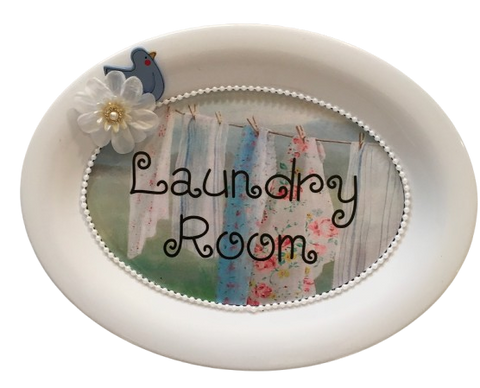 Hard Plastic WHITE PLASTIC OVAL SALAD PLATE Farmhouse Country Home Decor LAUNDRY ROOM Wall Art Cottage Chic Decor Victorian Decor Handmade Crafters Delight Gift Idea - JAMsCraftCloset