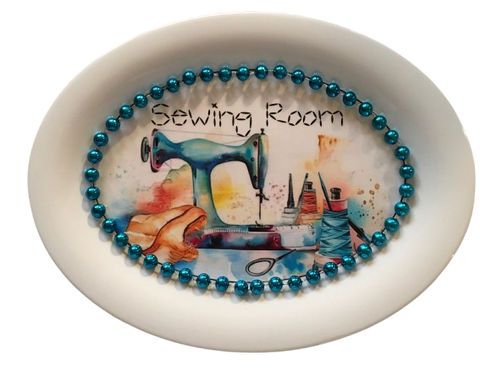 Hard Plastic WHITE PLASTIC OVAL SALAD PLATE Farmhouse Country Home Decor SEWING ROOM Wall Art Cottage Chic Decor Victorian Decor Handmade Crafters Delight Gift Idea - JAMsCraftCloset