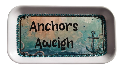 TRAY WHITE Plastic Rectangle Decoupaged Upcycled Repurposed BOAT DECOR DOOR Wall Art ANCHORS AWEIGH Cabin Cruiser Decor Wall Art Gift - JAMsCraftCloset
