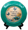 PLATE CHARGER TEAL AQUA PLASTIC ROUND DECOUPAGED Upcycled Repurposed Wall Art or Shelf Sitter YOU GIVE ME ENDLESS BUTTERFLIES Home Decor Wall Art Gift WEDDING - JAMsCraftCloset