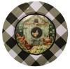 PLATE CHARGER BLACK AND WHITE PLAID PLASTIC ROUND DECOUPAGED Upcycled Repurposed Wall Art or Shelf Sitter WELCOME TO THE COOP Kitchen Decor Home Decor Wall Art Gift WEDDING - JAMsCraftCloset
