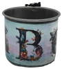 SMALL Tin Cup Decoupaged With Child's Graphic BLACK FLORAL With Bow on Handle Gift for Child Nursery Decor Child's Room Decor - JAMsCraftCloset