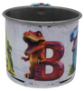 SMALL Tin Cup Decoupaged With Child's Graphic DINASAUR With Bow on Handle Gift for Child Nursery Decor Child's Room Decor- JAMsCraftCloset