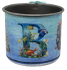 SMALL Tin Cup Decoupaged With Child's Graphic OCEAN With Bow on Handle Gift for Child Nursery Decor Child's Room Decor- JAMsCraftCloset