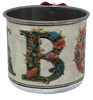 SMALL Tin Cup Decoupaged With Child's Graphic FLORAL With Bow on Handle Gift for Child Nursery Decor Child's Room Decor- JAMsCraftCloset