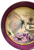 Cake Pan Round Purple WISHING YOU HAPPINESS Butterfly LOVE Wall Art Handmade Hand Painted Repurposed Upcycled Wedding Wedding Gift Idea - JAMsCraftCloset