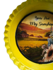 Vintage Fluted Pie Pan Yellow YOU ARE MY SUNSHINE Farmhouse Country Scene Wall Art Handmade Hand Painted Repurposed Upcycled Gift Idea Crafters Delight - JAMsCraftCloset
