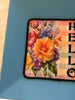 TRAY Pale Blue Plastic Square Decoupaged Hand Painted Upcycled Repurposed Wall Art SPRING FLORAL - HELLO Home Decor Wall Art Gift - JAMsCraftCloset