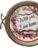 TRAY SILVER METAL With GOLD Handles Mid-Century Modern ROUND Decoupaged Hand Painted Upcycled Repurposed Wall Art or Shelf Sitter WITH YOU I AM HOME Home Decor Gift - JAMsCraftCloset