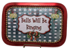 Metal Tray RED - BELLS WILL BE RINGING - HOLIDAY Wall Art Handmade Decoupaged Upcycled Metal Tray Gift - JAMsCraftCloset