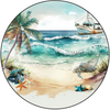 ROUND Digital Graphic Design BEACH SCENE 1 Sublimation PNG SVG Beach House Sign KITCHEN Wall Art Decor Wreath Design Gift Crafters Delight HAPPY CRAFTING {{ JAMsCraftCloset }}