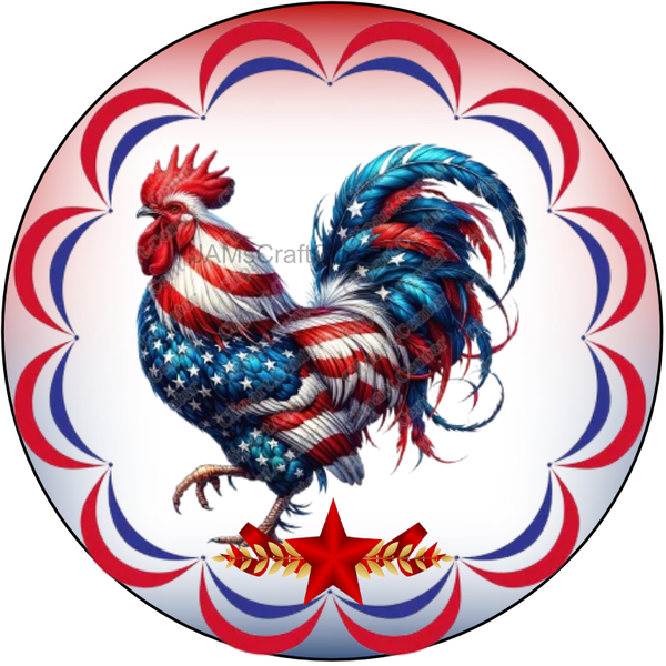 ROUND Digital Graphic Design RED WHITE AND BLUE HEN Sublimation PNG SVG Lake House Sign Farmhouse Country Home Cabin KITCHEN Wall Art Decor Wreath Design Gift Crafters Delight HAPPY CRAFTING {{ JAMsCraftCloset }}