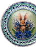 PLATE PLASTIC ROUND Decoupaged Hand Painted Upcycled Repurposed Wall Art BUNNY BLUE FLORAL Home Decor Spring Easter Wall Art Gift - JAMsCraftCloset