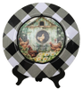 PLATE CHARGER BLACK AND WHITE PLAID PLASTIC ROUND DECOUPAGED Upcycled Repurposed Wall Art or Shelf Sitter WELCOME TO THE COOP Kitchen Decor Home Decor Wall Art Gift WEDDING - JAMsCraftCloset