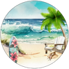 ROUND Digital Graphic Design BEACH SCENE 2 Sublimation PNG SVG Beach House Sign KITCHEN Wall Art Decor Wreath Design Gift Crafters Delight HAPPY CRAFTING {{ JAMsCraftCloset }}