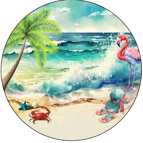 ROUND Digital Graphic Design BEACH SCENE 3 Sublimation PNG SVG Beach House Sign KITCHEN Wall Art Decor Wreath Design Gift Crafters Delight HAPPY CRAFTING {{ JAMsCraftCloset }}