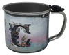 SMALL Tin Cup Decoupaged With Child's Graphic BLACK FLORAL With Bow on Handle Gift for Child Nursery Decor Child's Room Decor - JAMsCraftCloset