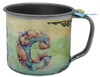 SMALL Tin Cup Decoupaged With Child's Graphic OCEAN 2 With Bow on Handle Gift for Child Nursery Decor Child's Room Decor- JAMsCraftCloset